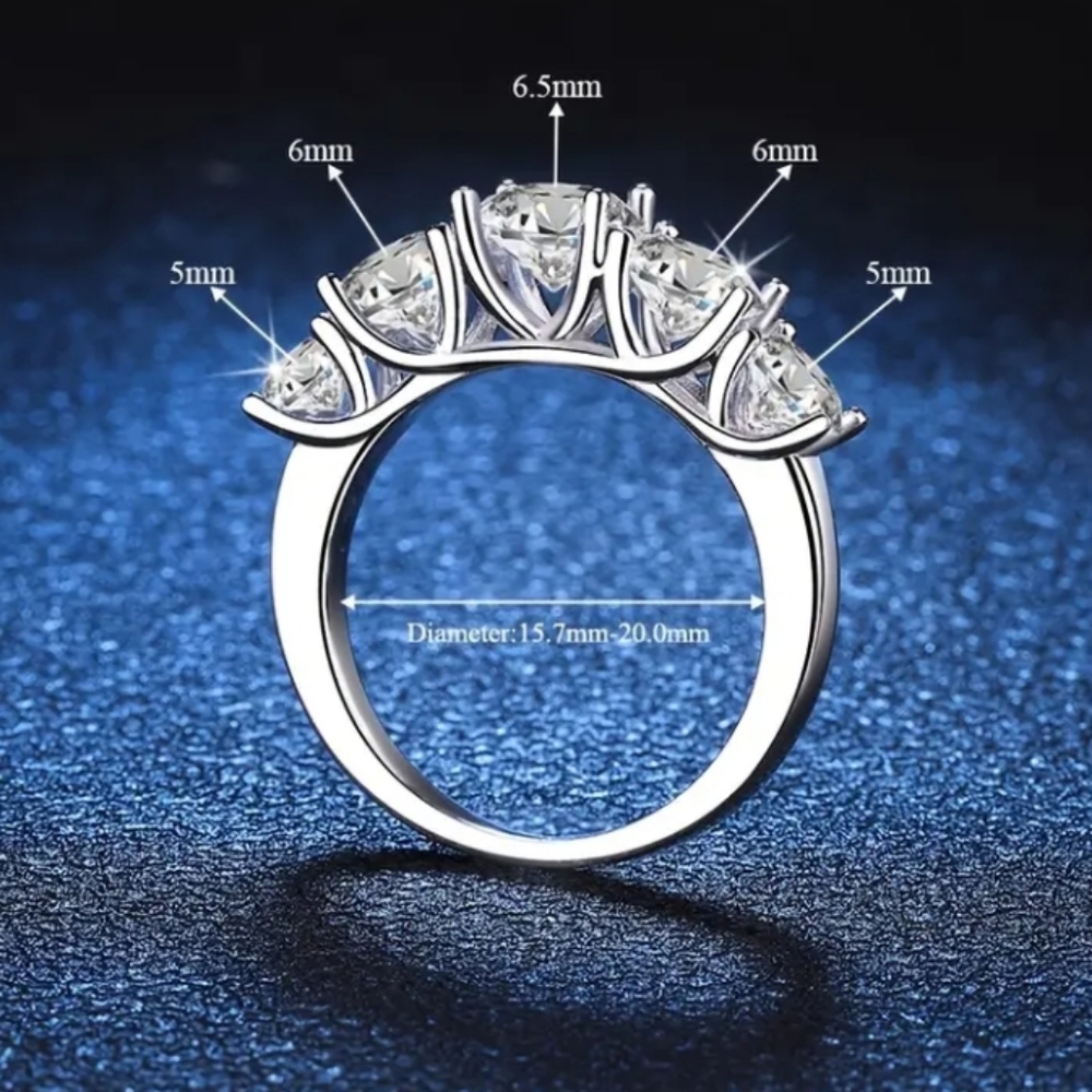 3.6Ct Cubic Zirconia Silver Stainless Steel Ring Women's Lined Ring - Picture 6 of 8